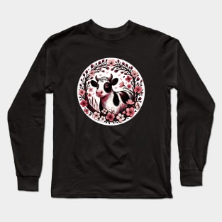 Cherry Blossom Cow Long Sleeve T-Shirt